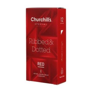 کاندوم چرچیلز مدل Ribbed & Dotted Red
